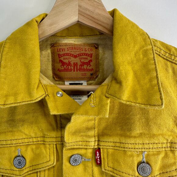 Levi's Mustard Yellow Denim Sleeveless Vest Youth Medium Colorful Bright Bold - Picture 4 of 13